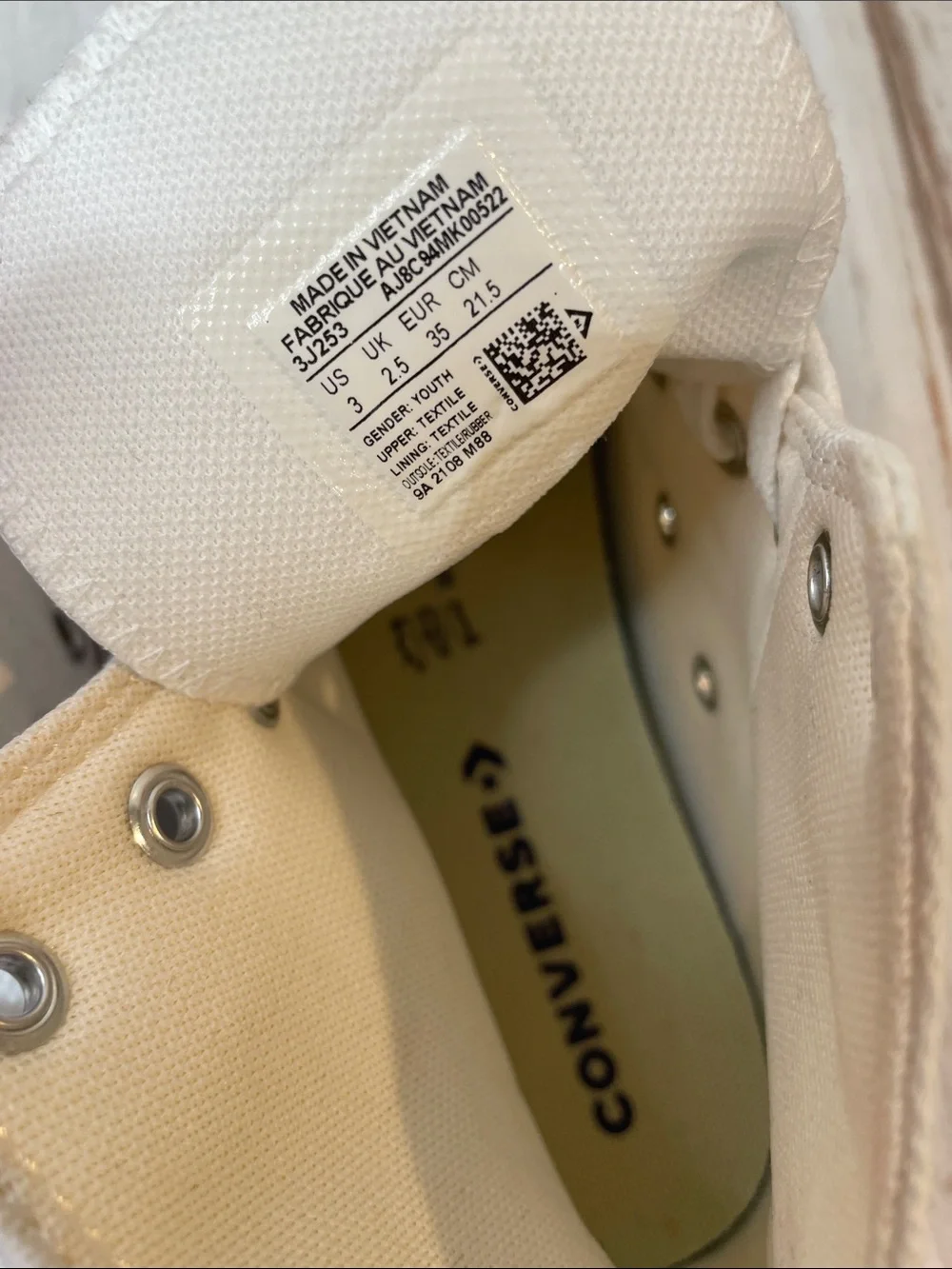 NEW Converse All Star Kids Youth 3 White Canvas High-Top Sneakers Chuck Taylor